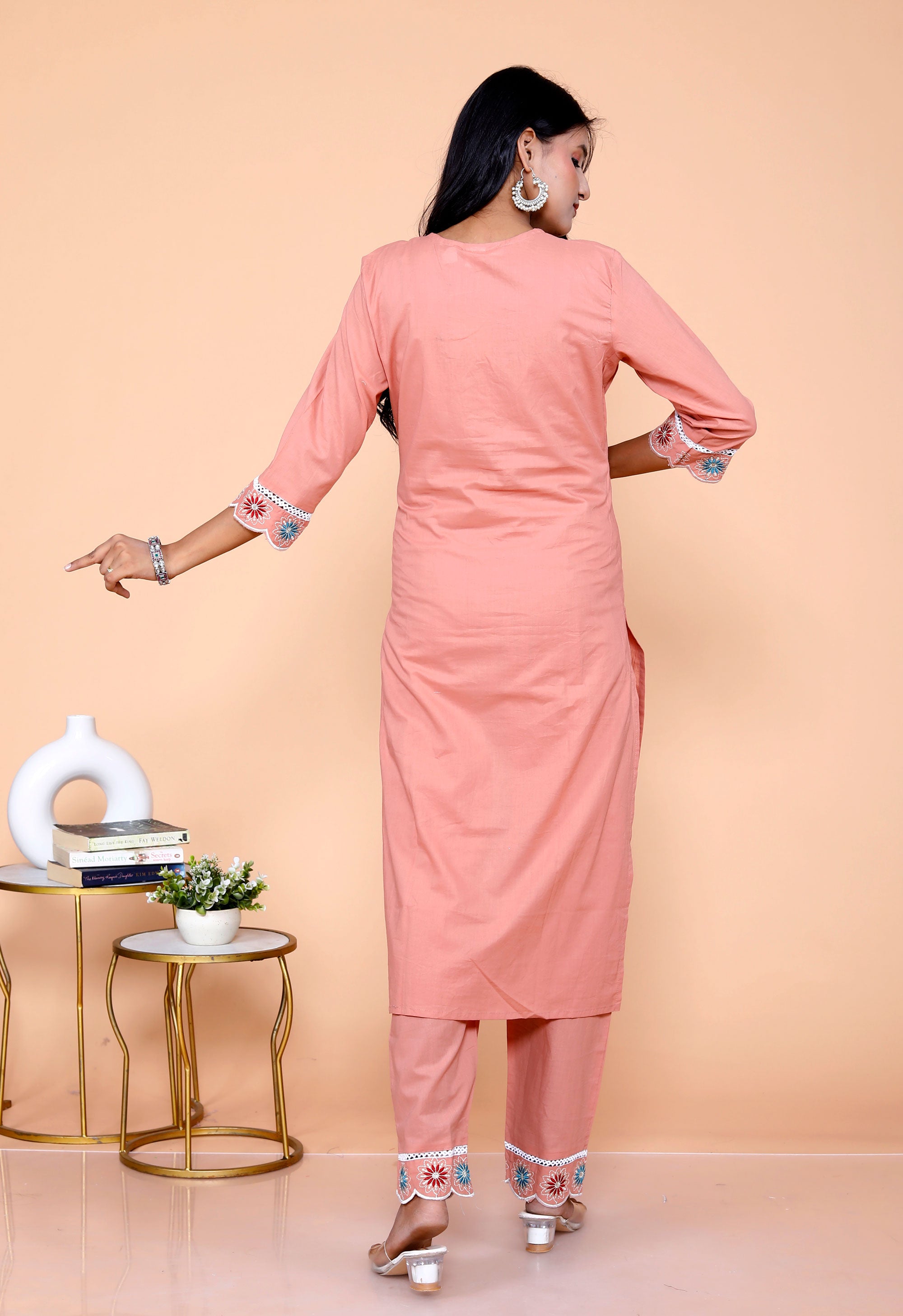 Pure Taj Cotton Embroidered Kurta, Pants & Dupatta Sets